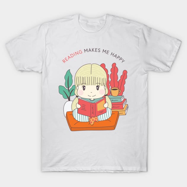 Kawaii chibi girl reading T-Shirt by MariOyama